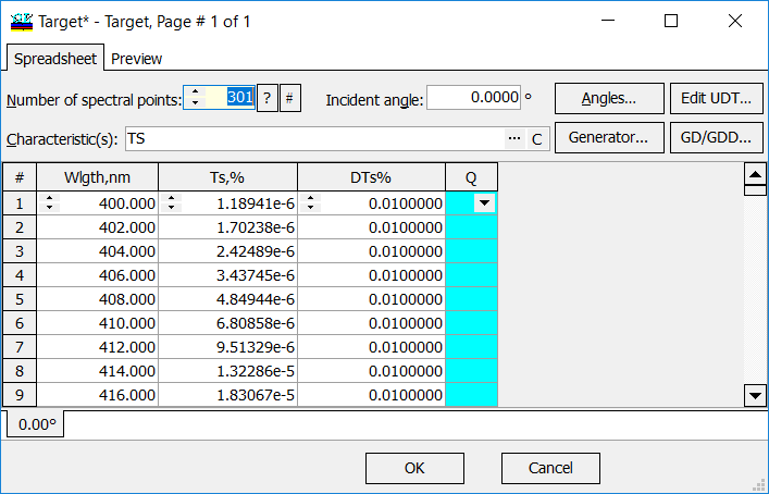 Import Excel Spreadsheet thin films